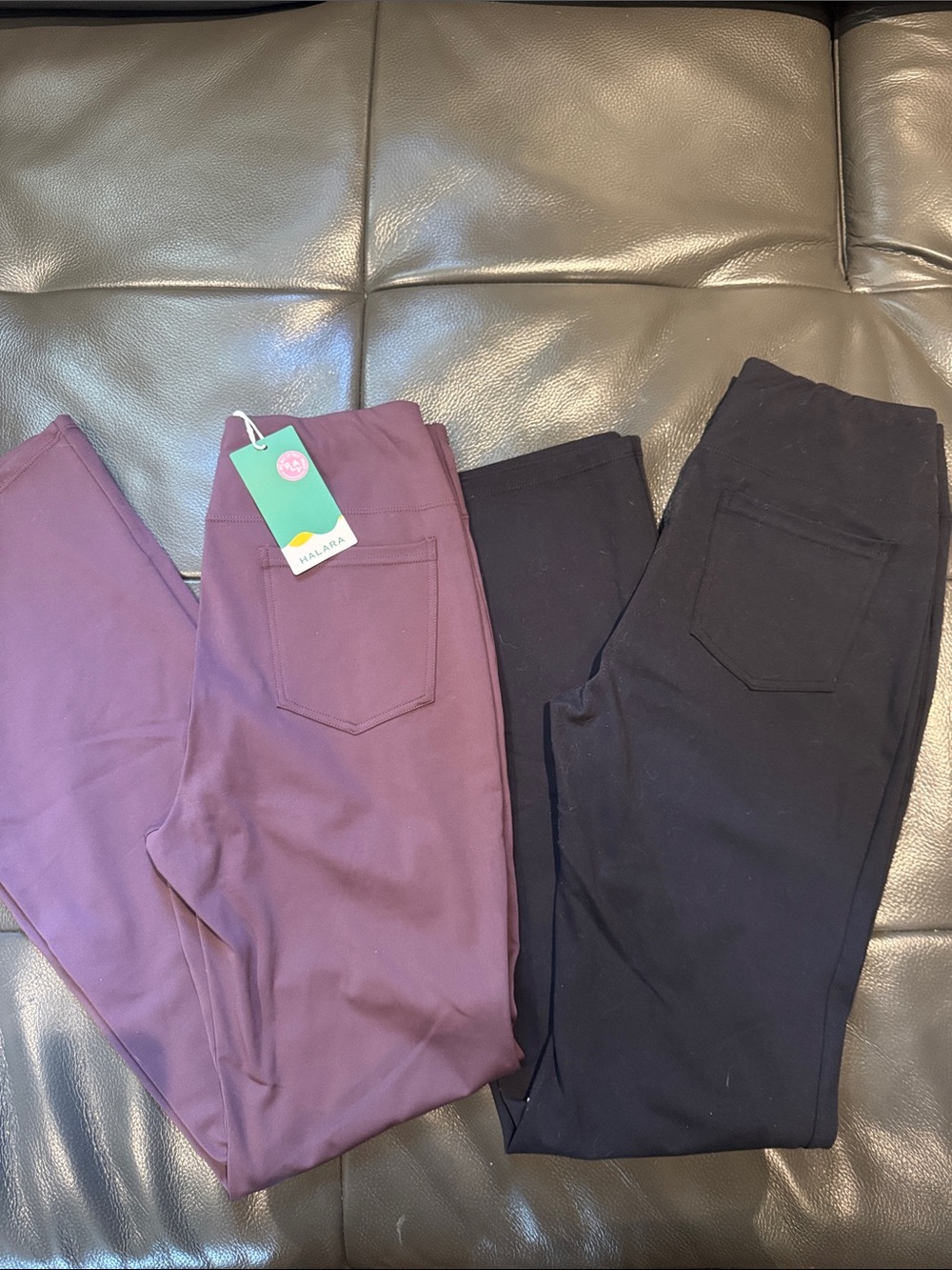 HALARA Boot Cut & Flare Pants in Plum and Black